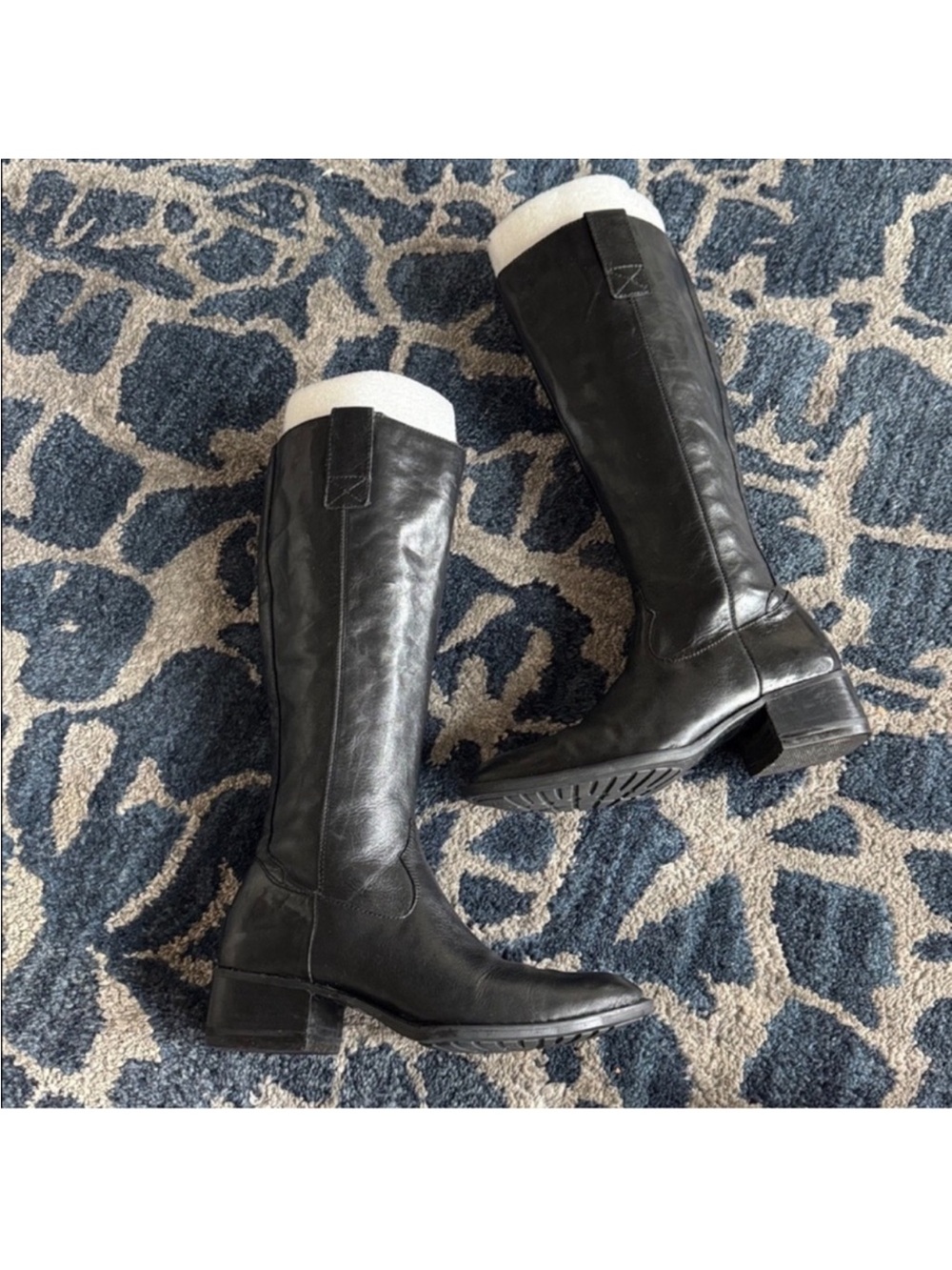 Born Knowl Black Leather Tall Knee High Riding Boots Sz 6 Side Zipper Closure - Picture 10 of 12